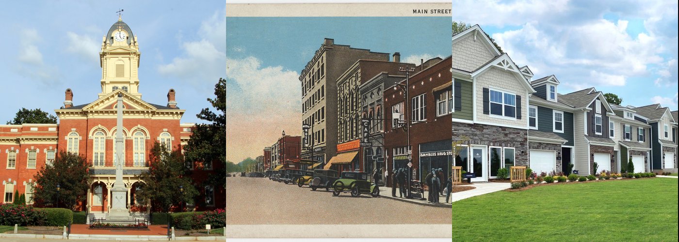 Real photos of Union County — Marshville courthouse, Union County landmarks, and downtown Waxhaw